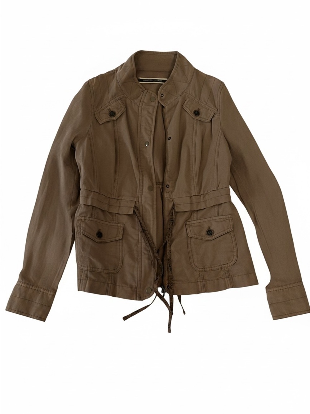 Women's Brown Drawstring Utility Bomber Jacket